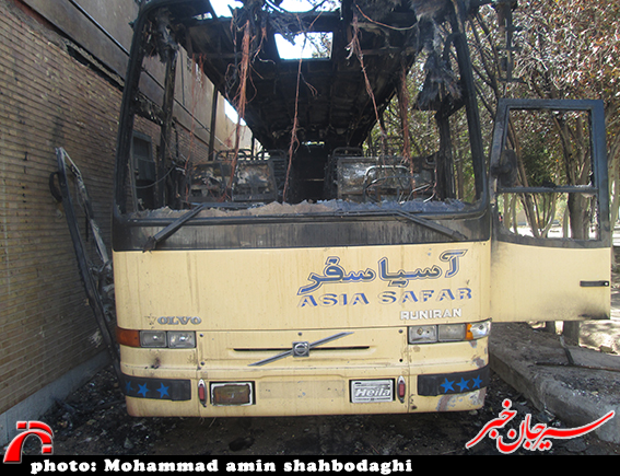آتش سوزی اتوبوس ولوو در شهرک لاله+عکس